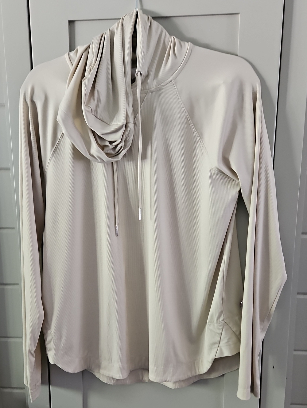 Sage Lightweight RIBBED Hooded Pullover in Creamy Sage Sz MEDIUM